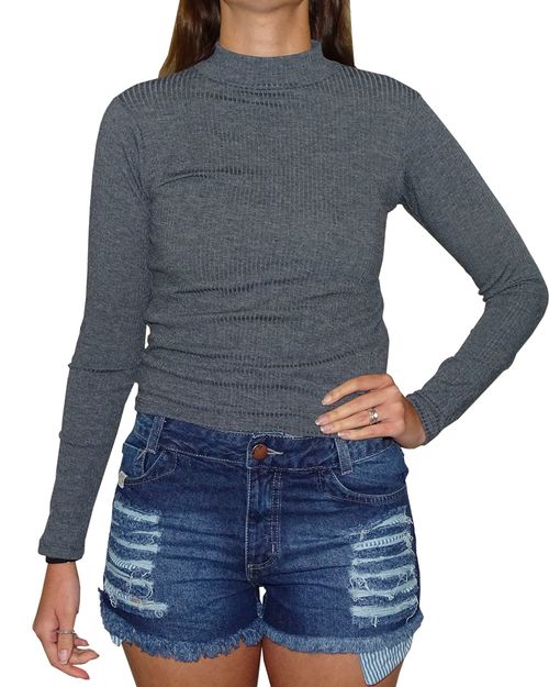 Blusa Manga Longa Hight Collar