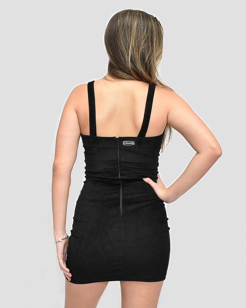 Costas Vestido Veludo Floral Lines Preto