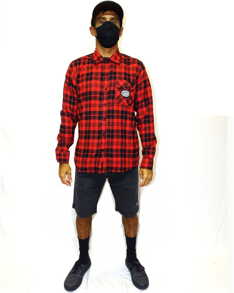 Look Camisa Flanela Xadrez Vermelho