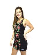 Vestido Veludo Roses Preto