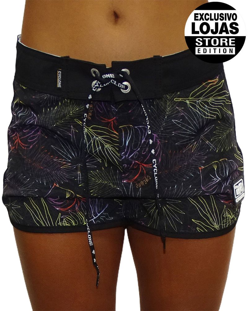 Short-Feminino-Stretch-Floral-Pinked-Preto