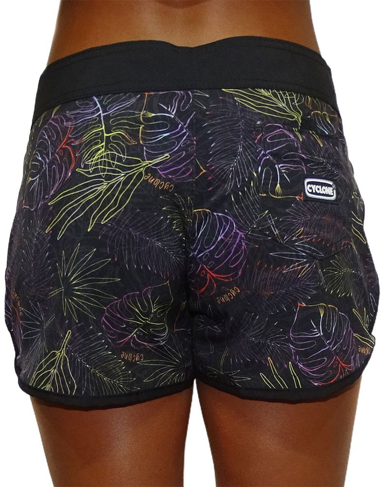 Costas-Short-Feminino-Stretch-Floral-Pinked-Preto