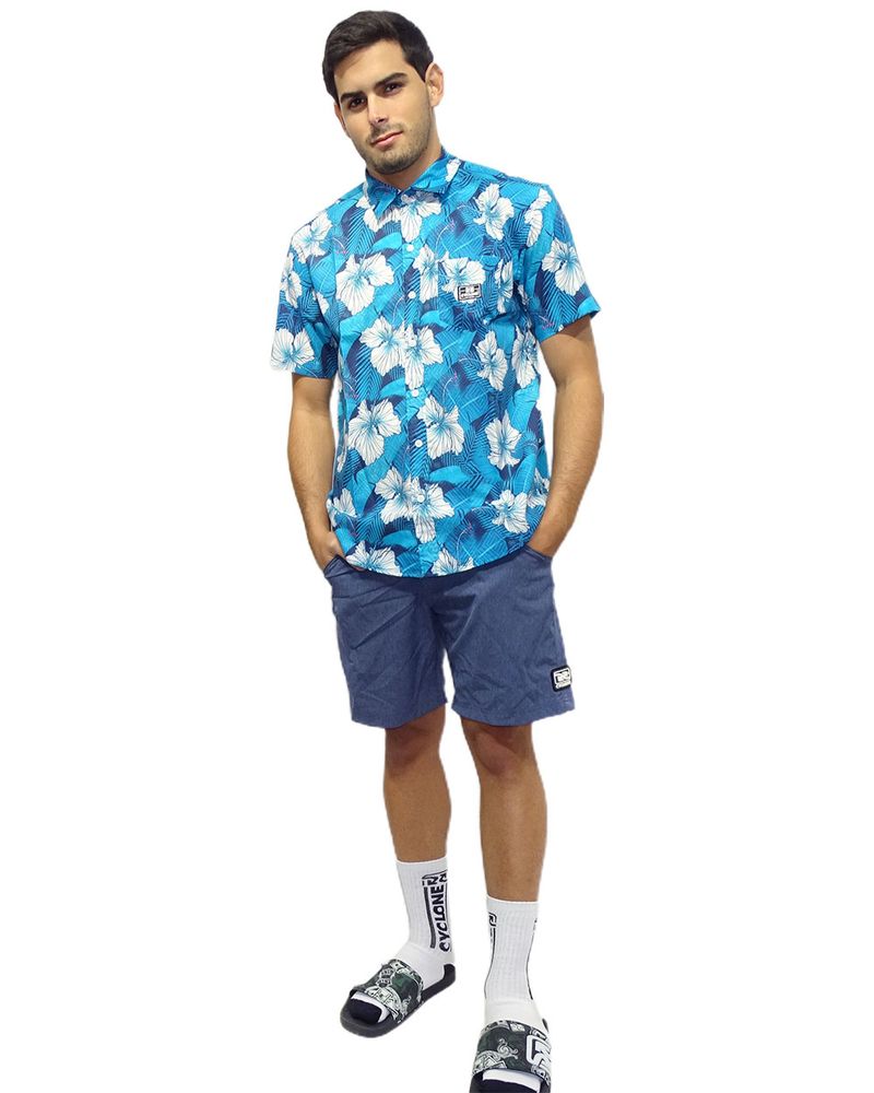 Look-Camisa-Tecido-Premium-Flower-Listras-Azul