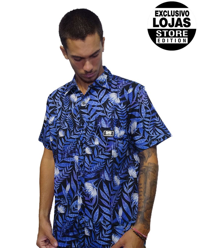 Camisa-Tecido-Premium-Puzzle-Flowers-Azul