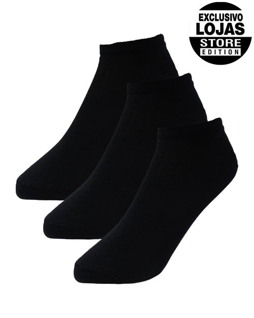 Tripack Meia Sapatilha Lycra - PRETO