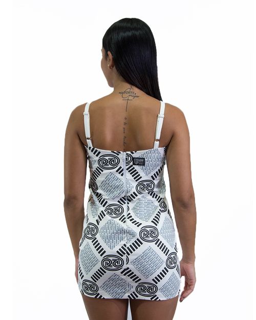 Vestido Cyclone Veludo Black White Light