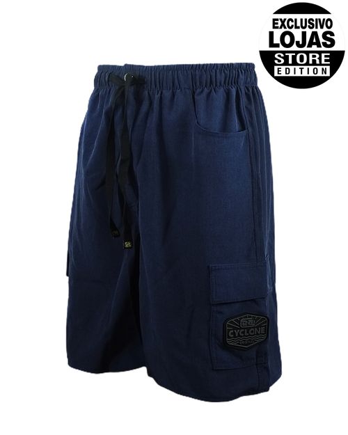 Bermuda Cyclone Microfibra Relax Cargo Mescla - AZUL
