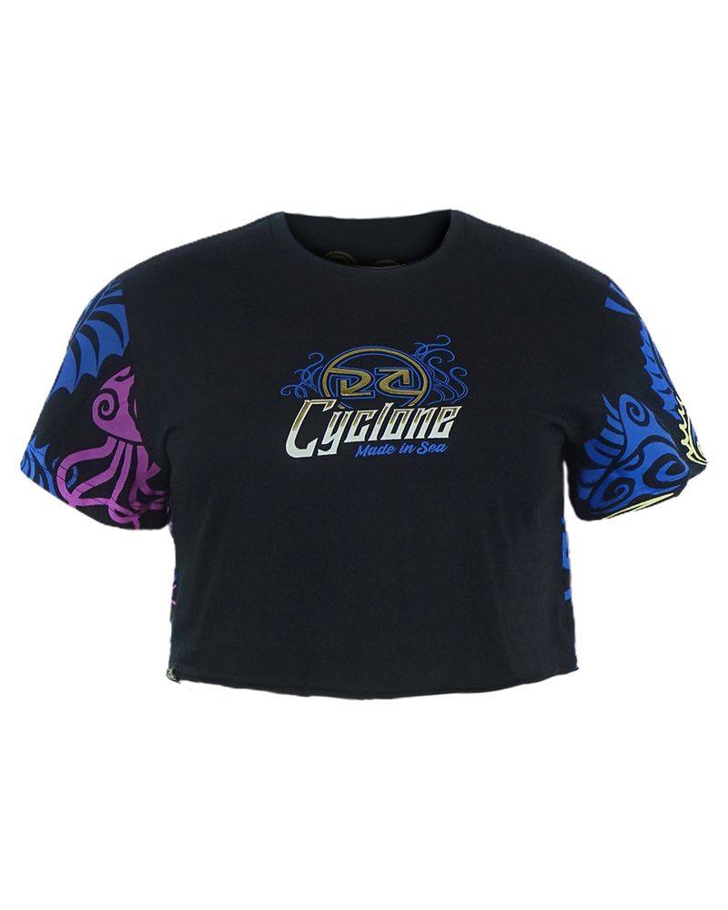 Frente-Blusa-Feminina-Cyclone-Dif-Cropped-Full-Maori-Ocean-Preto-Azul