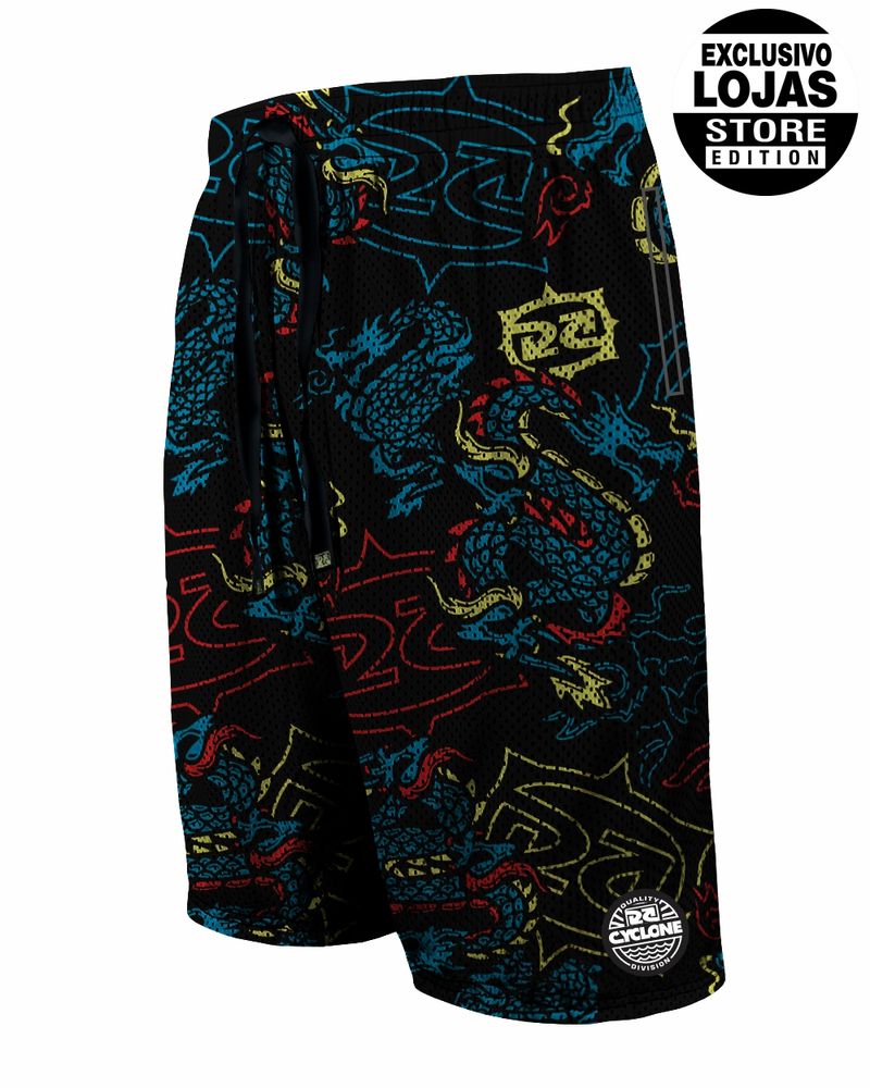 Bermuda-Cyclone-Dry-Basket-One-Face-Samurai-Dragon-Preto-Azul