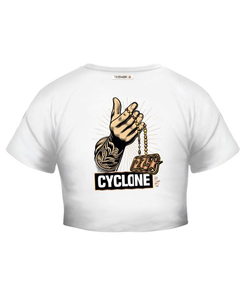 Baby Look Cyclone Cropped Colar Tribal Metal