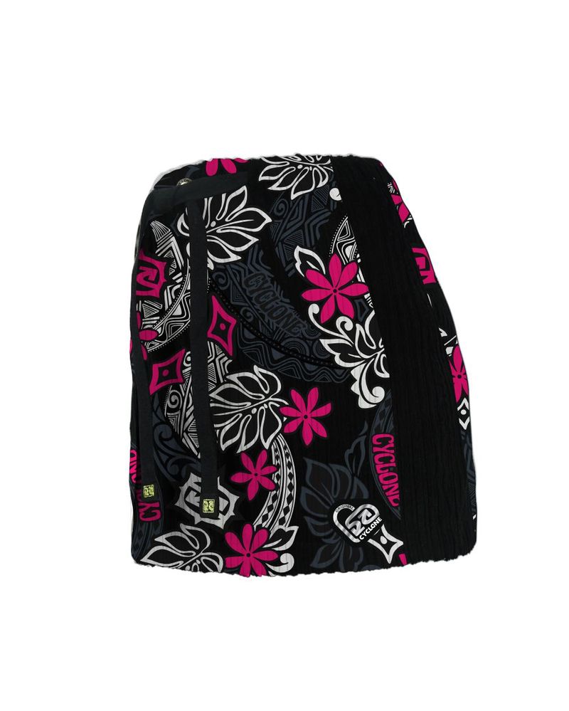 Crop-Saia-Cyclone-Veludo-Hawaiian-Flowers-Light-Preto-Rosa