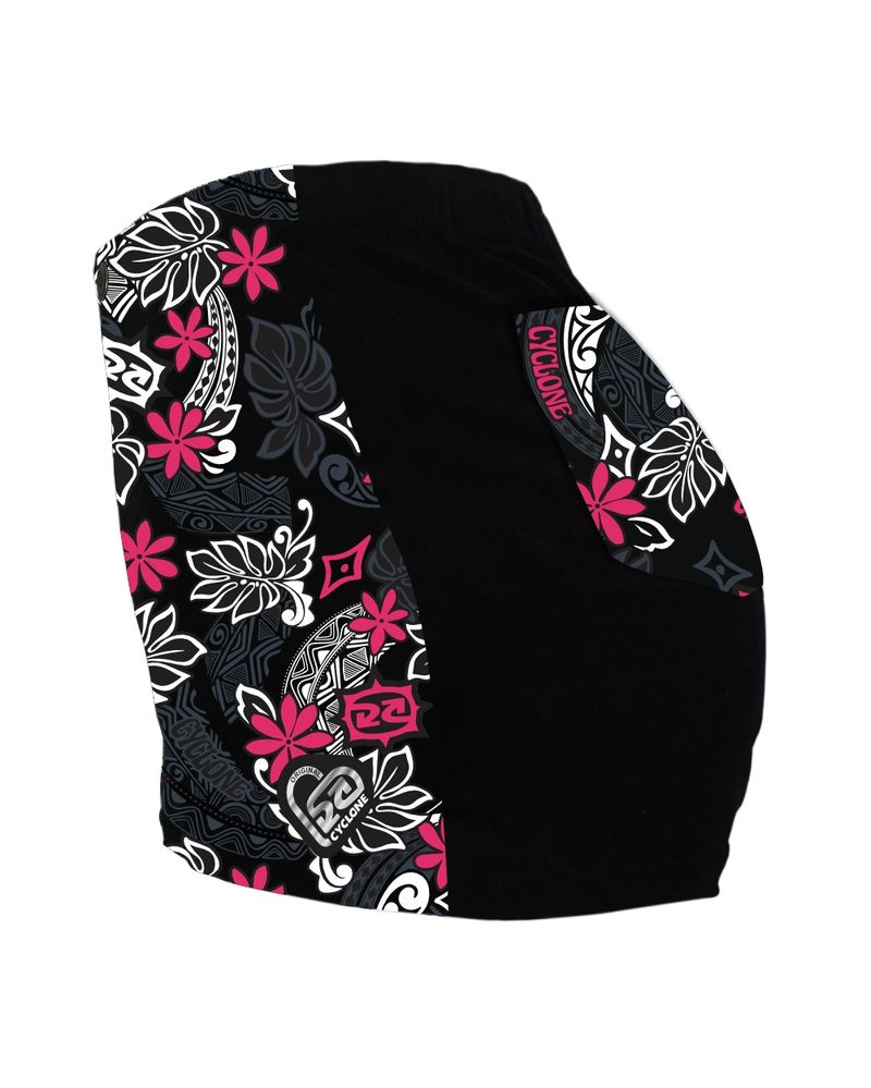 Lateral-Short-Feminino-Cyclone-Veludo-Hawaiian-Flower-Light-Preto-Rosa