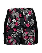 Frente-Short-Feminino-Cyclone-Veludo-Hawaiian-Flower-Light-Preto-Rosa