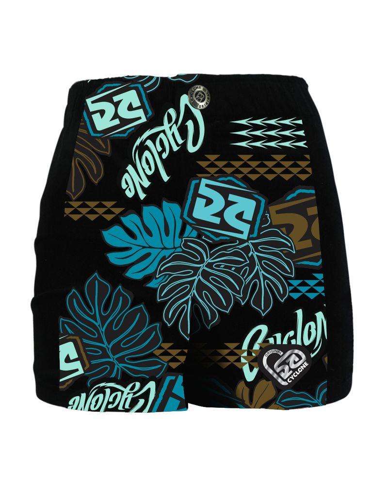Frente-Short-Feminino-Cyclone-Veludo-Floral-Balines-Light-Preto-Azul