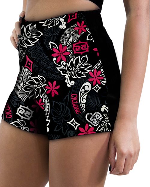 Short Feminino Cyclone Veludo Hawaiian Flower Light