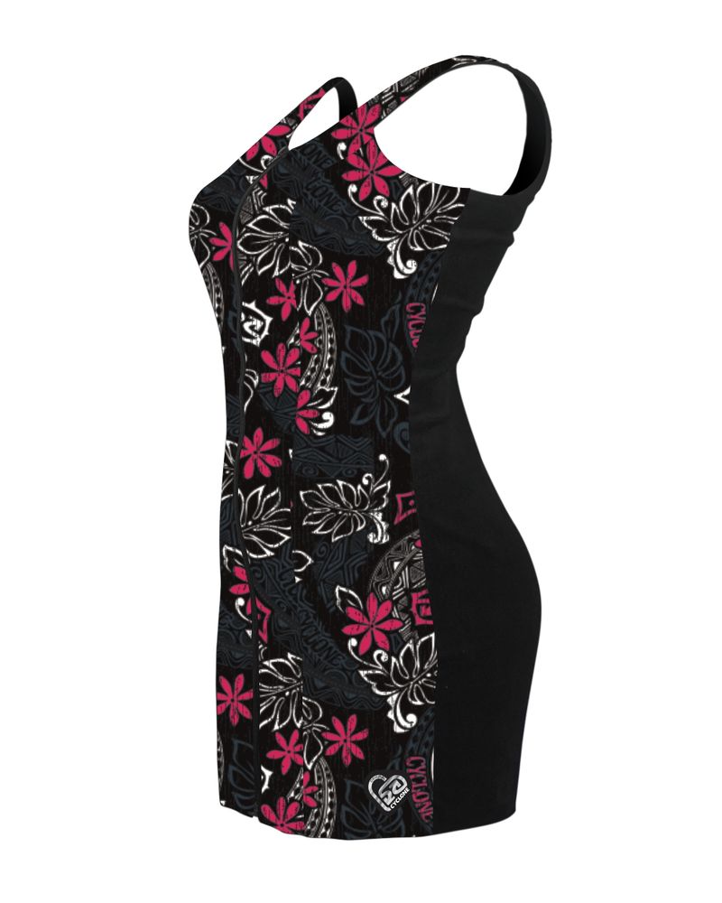 Vestido-Cyclone-Cotele-New-Zip-Hawaiian-Flowers-Preto-Rosa