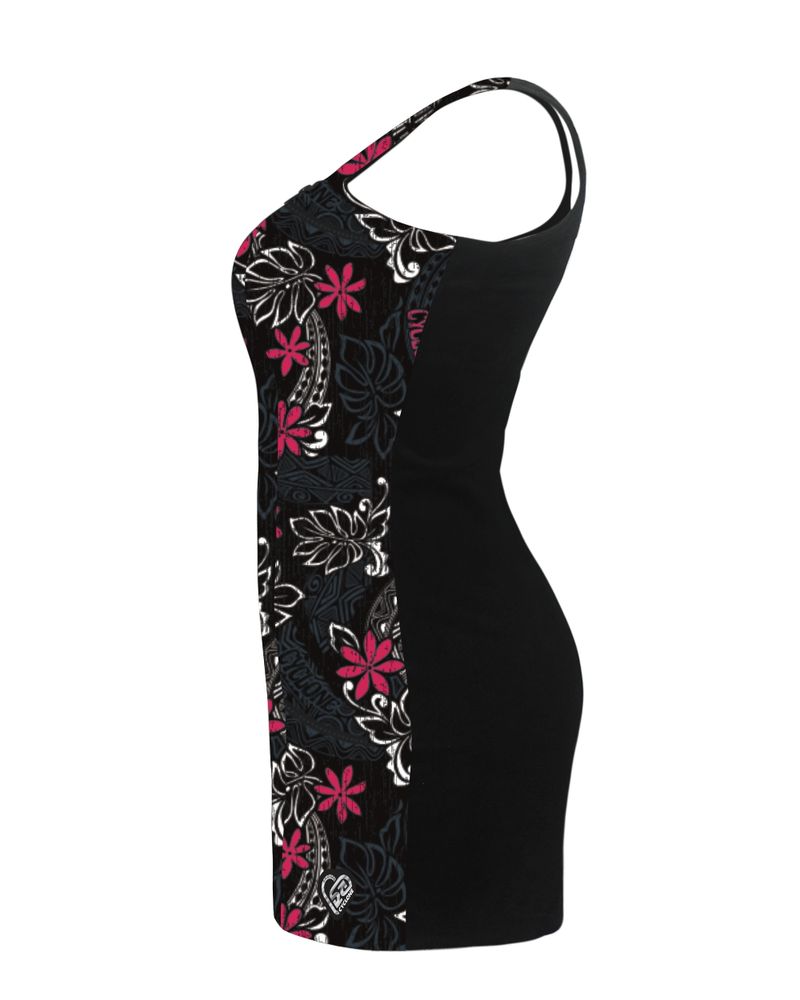 Lateral-Vestido-Cyclone-Cotele-New-Zip-Hawaiian-Flowers-Preto-Rosa