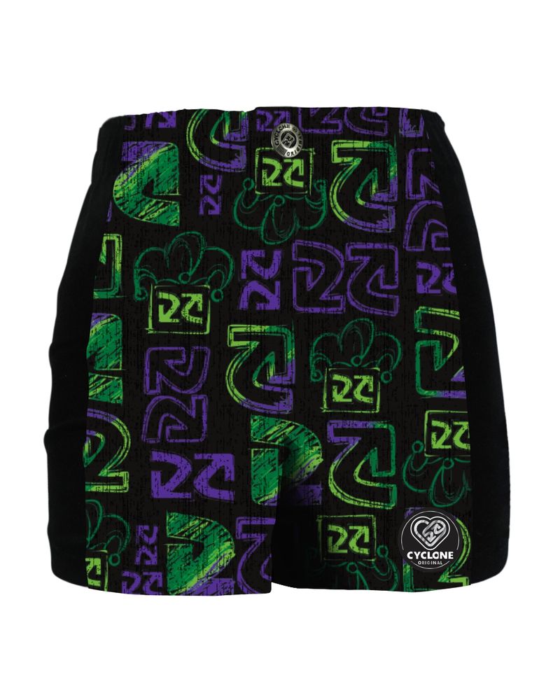 Frente-Short-Feminino-Cyclone-Veludo-Art-Joker-Light-Preto-Over
