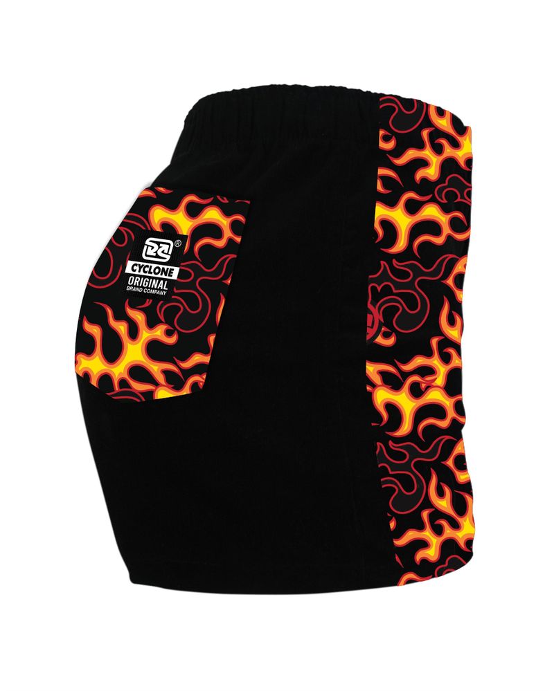 Verso-Short-Feminino-Cyclone-Veludo-New-Fire-Light-Preto-Vermelho