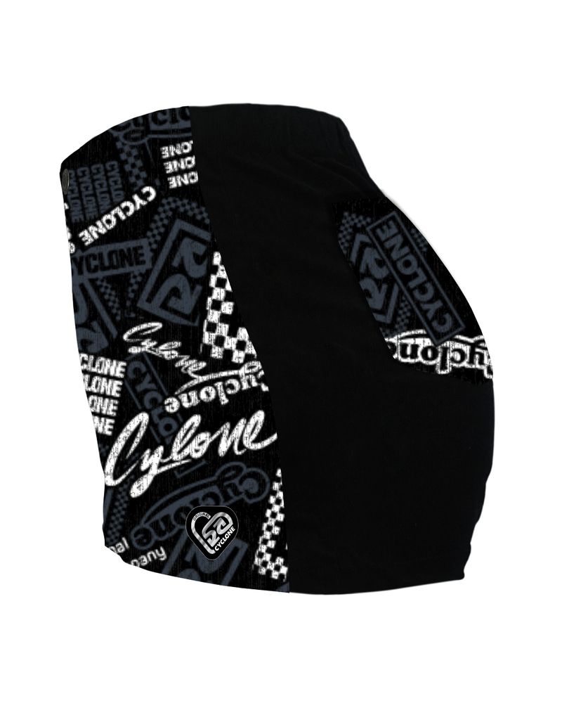 Lateral-Short-Feminino-Cyclone-Veludo-Newspaper-Light-Preto-Cinza