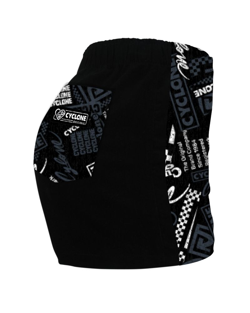 Verso-Short-Feminino-Cyclone-Veludo-Newspaper-Light-Preto-Cinza