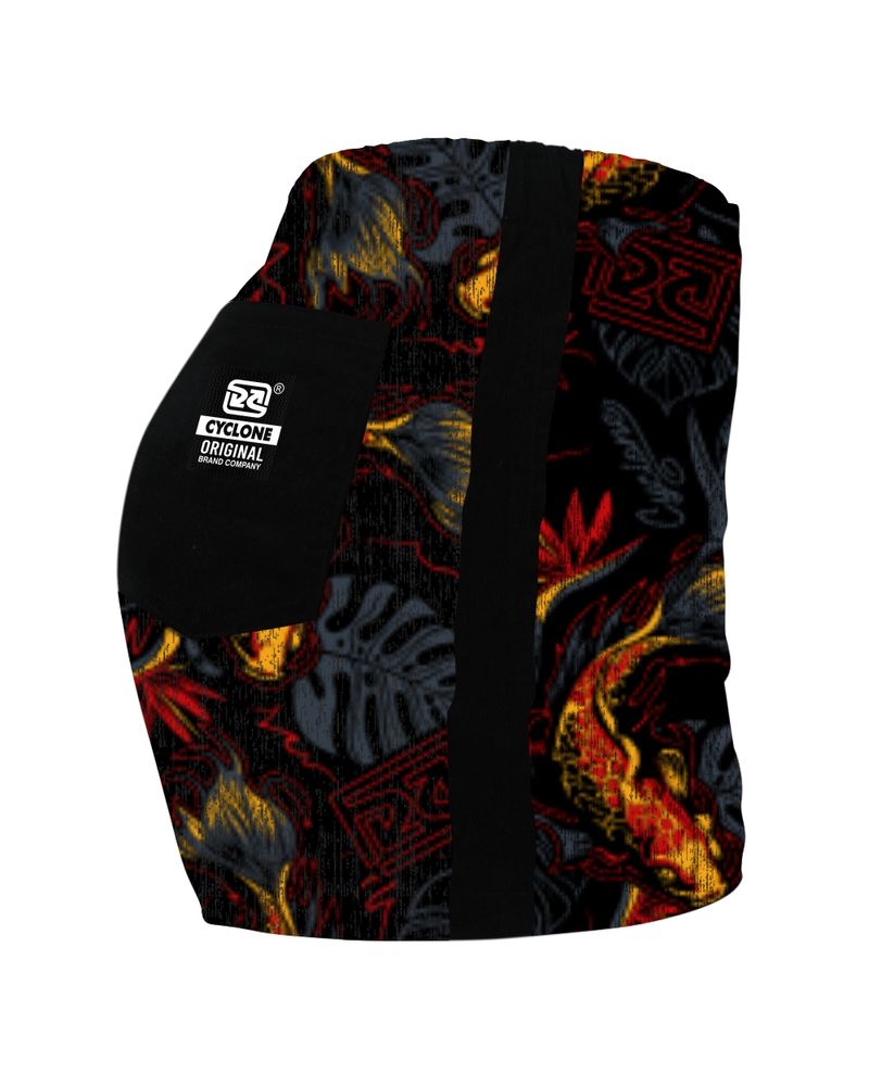 Verso-Short-Feminino-Cyclone-Veludo-Fire-Carpa-Light-Preto-Vermelho
