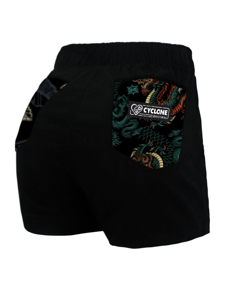 Costas-Short-Feminino-Cyclone-Veludo-Shaolin-Dragon-Light-Verde-Laranja