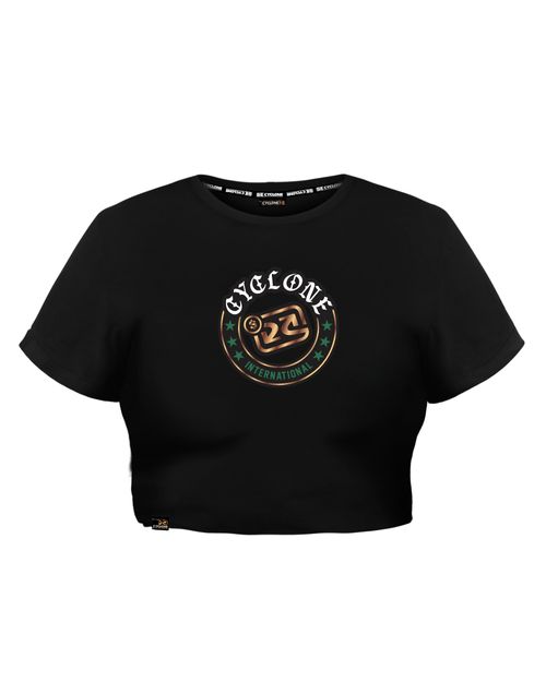 Baby Look Cyclone Cropped Skull Dollar Metal