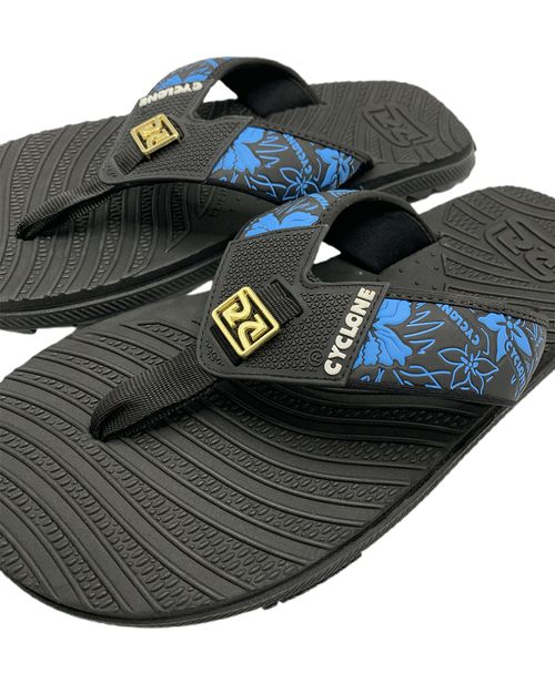 Chinelo Cyclone Wave Waimea Flowers - PRETO/AZUL