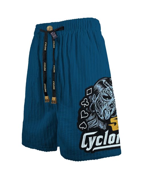 Bermuda Cyclone Veludo Relax Skull Mask - AZUL PETROLEO