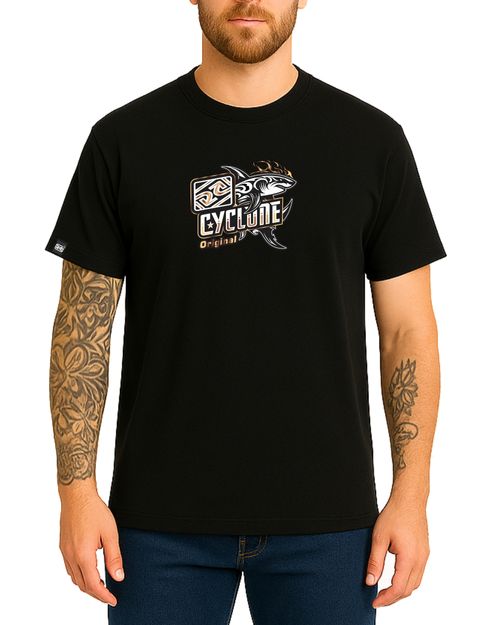Camisa Cyclone Tribal Shark Metal - PRETO