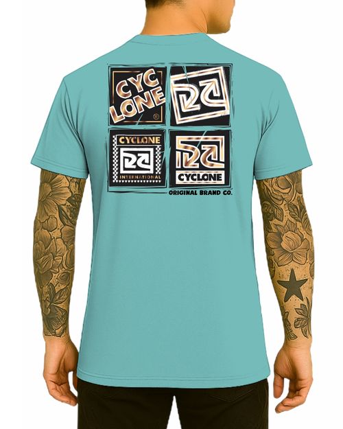 Camisa Cyclone Collage Metal - AZUL TURQUESA