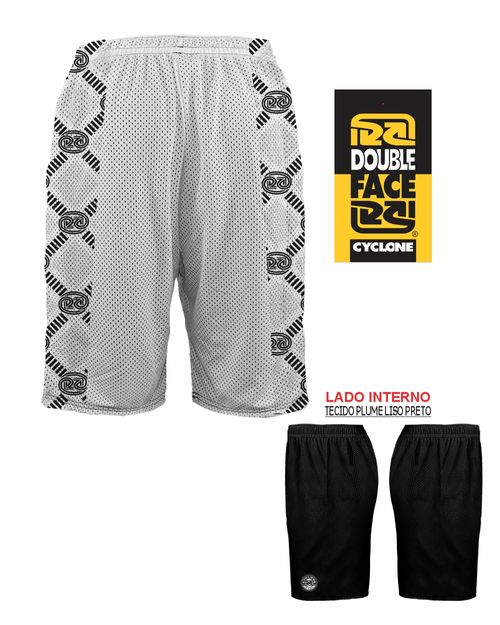 Bermuda Cyclone Dry Basket Recorte Black White (Dupla Face)