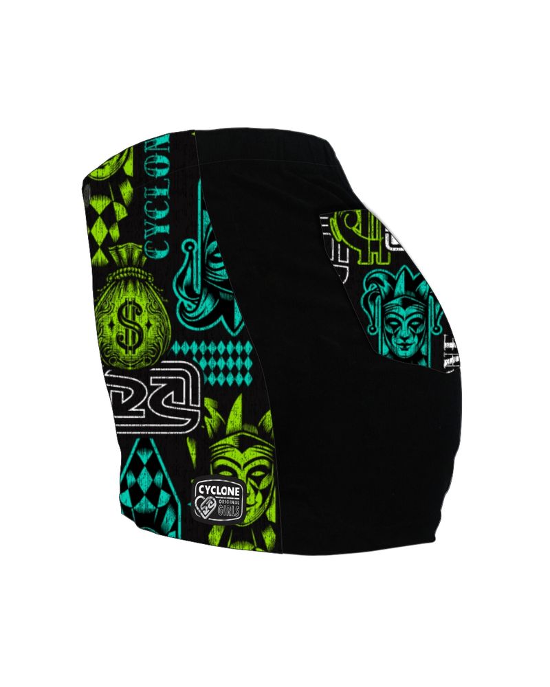 Short-Feminino-Cyclone-Veludo-Cash-Joker-Light-preto-verde--4-