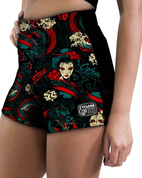 Short Feminino Cyclone Veludo Oriental Samurai Light