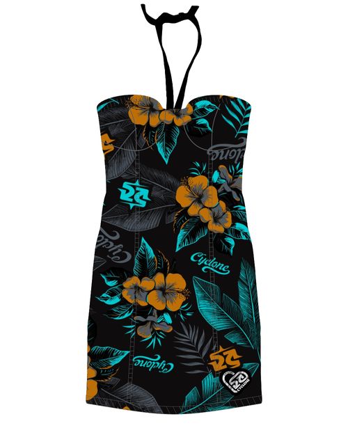Vestido Cyclone Veludo Style Hawaiian Garden