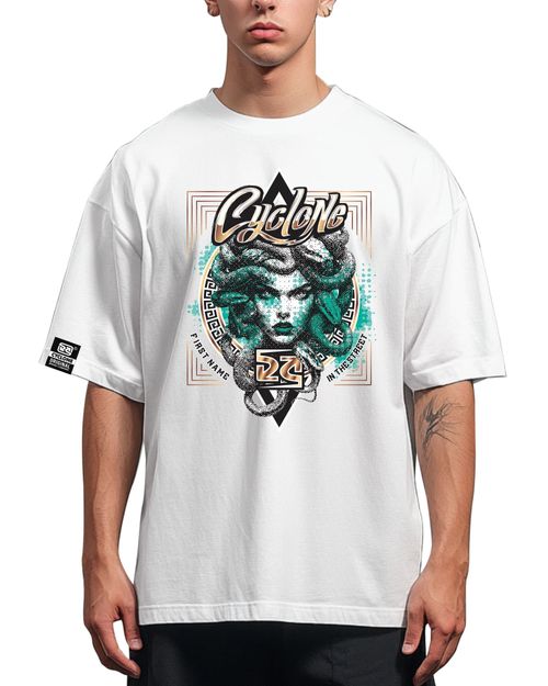Camisa Cyclone Oversized Medusa Metal - BRANCO