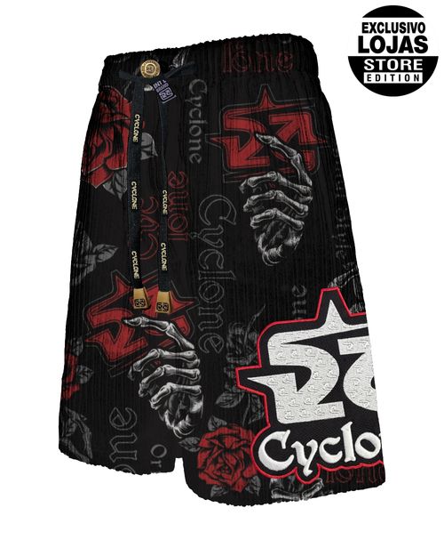 Bermuda Cyclone Veludo Skull Roses