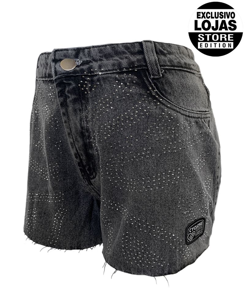 short feminino cyclone jeans black shine -1-