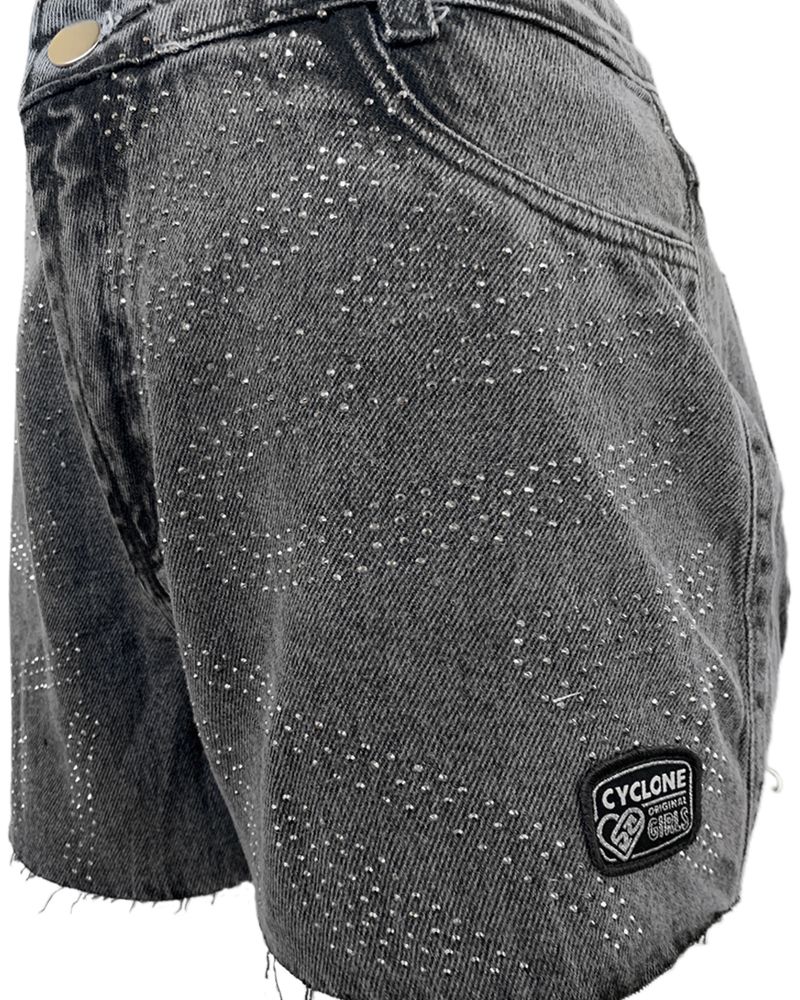 short feminino cyclone jeans black shine -2-