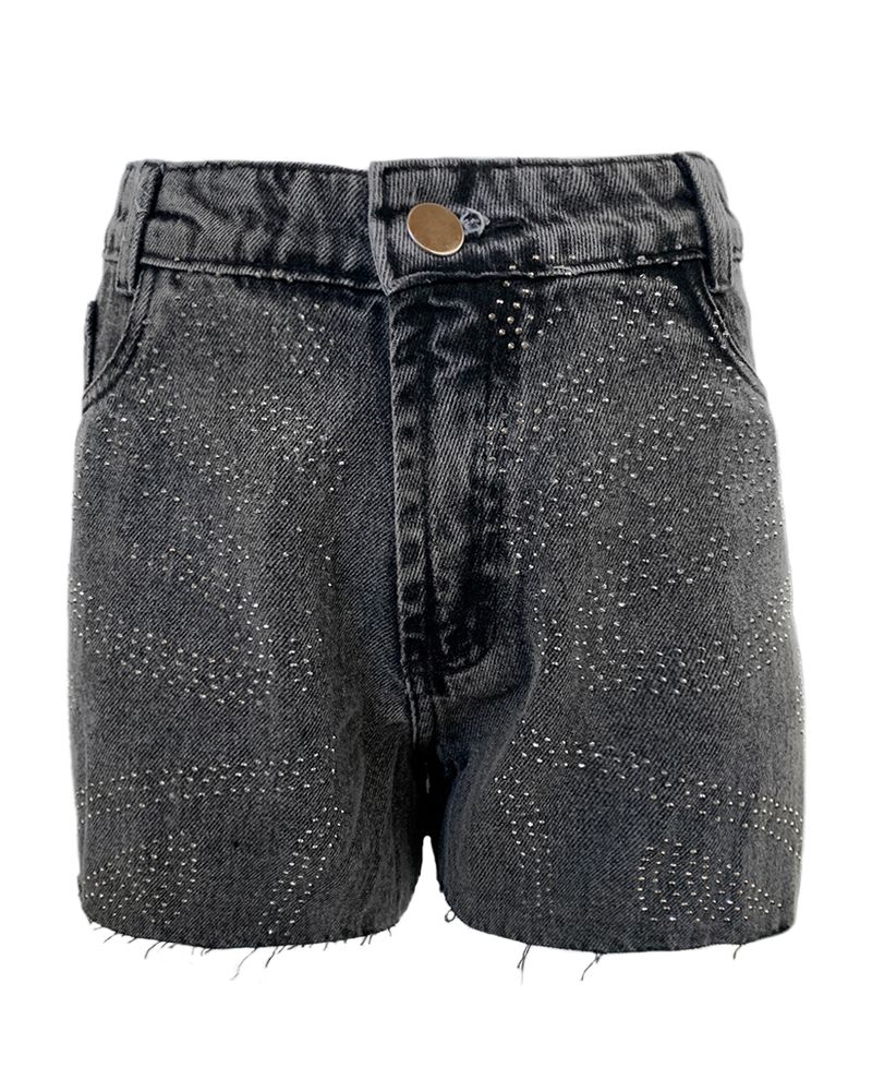 short feminino cyclone jeans black shine -3-