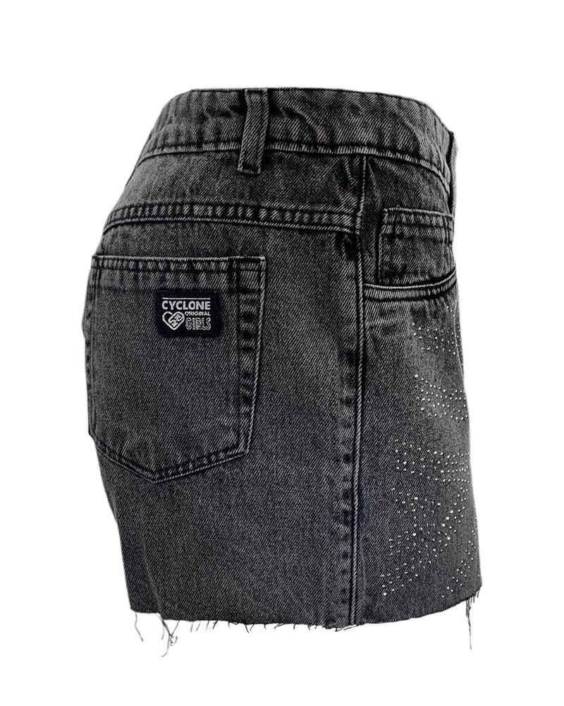 short feminino cyclone jeans black shine -6-
