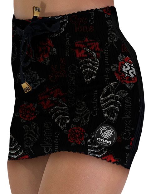 Saia Cyclone Veludo Skull Roses Heavy
