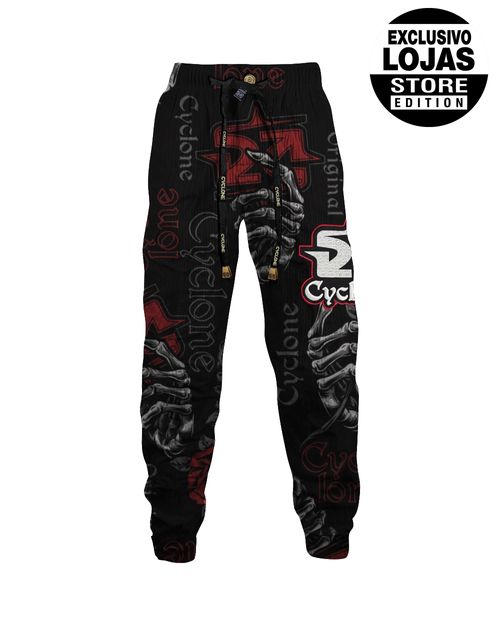 Calça Cyclone Veludo Skull Roses