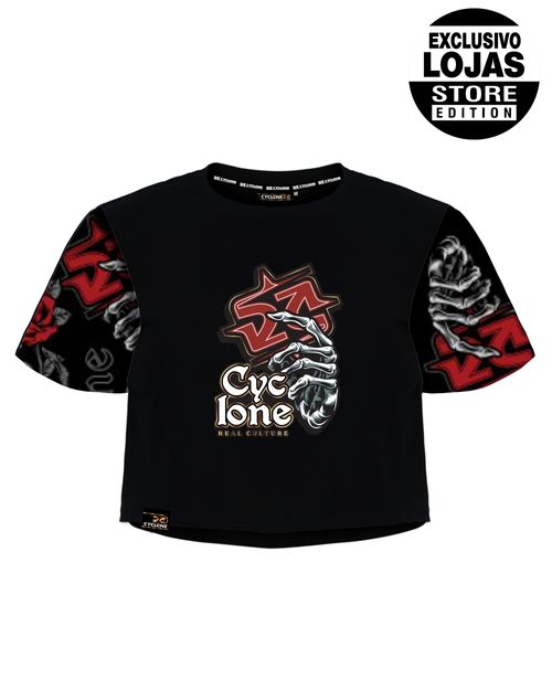 Blusa Cyclone Dif Cropped Full Skull Roses