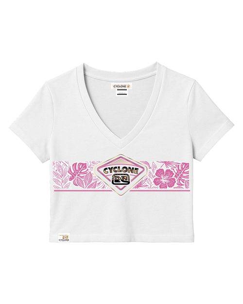 Blusa Cyclone Dif Cropped V Tropical Paradise Metal