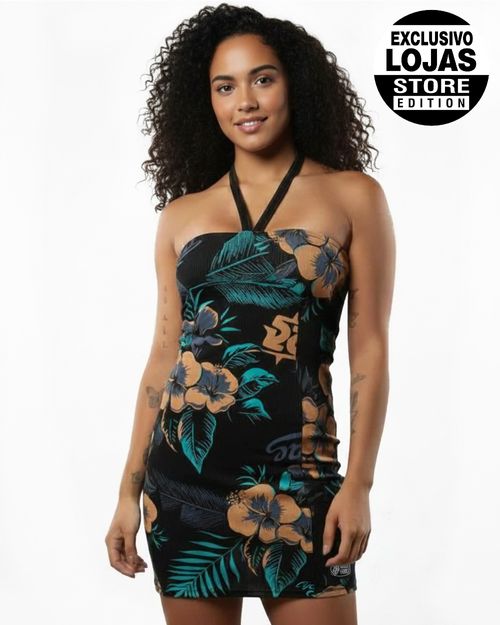 Vestido Cyclone Veludo Style Hawaiian Garden