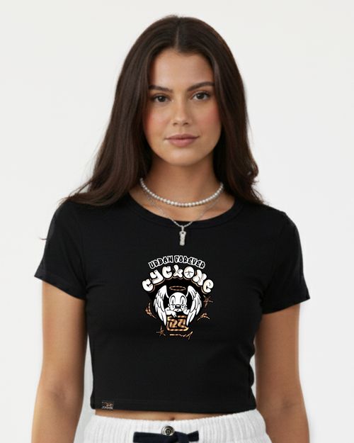 (LANÇAMENTO) Baby Look Cyclone Cropped Urban Angel Metal