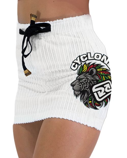 (LANÇAMENTO) Saia Cyclone Veludo Relax Reggae Lion - BRANCO