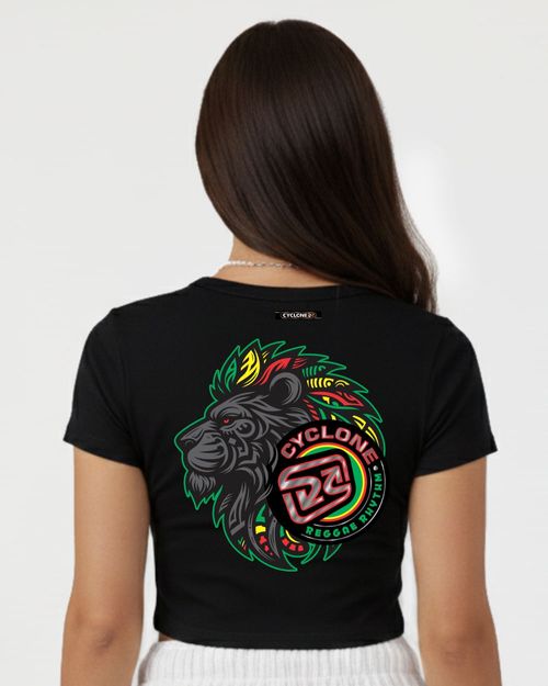 (LANÇAMENTO) Baby Look Cyclone Cropped Reggae Lion Metal